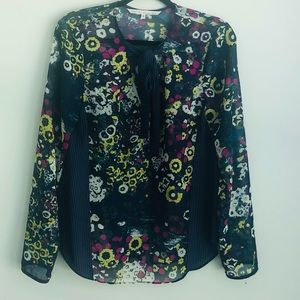 Rachel Roy sheer abstract design blouse.